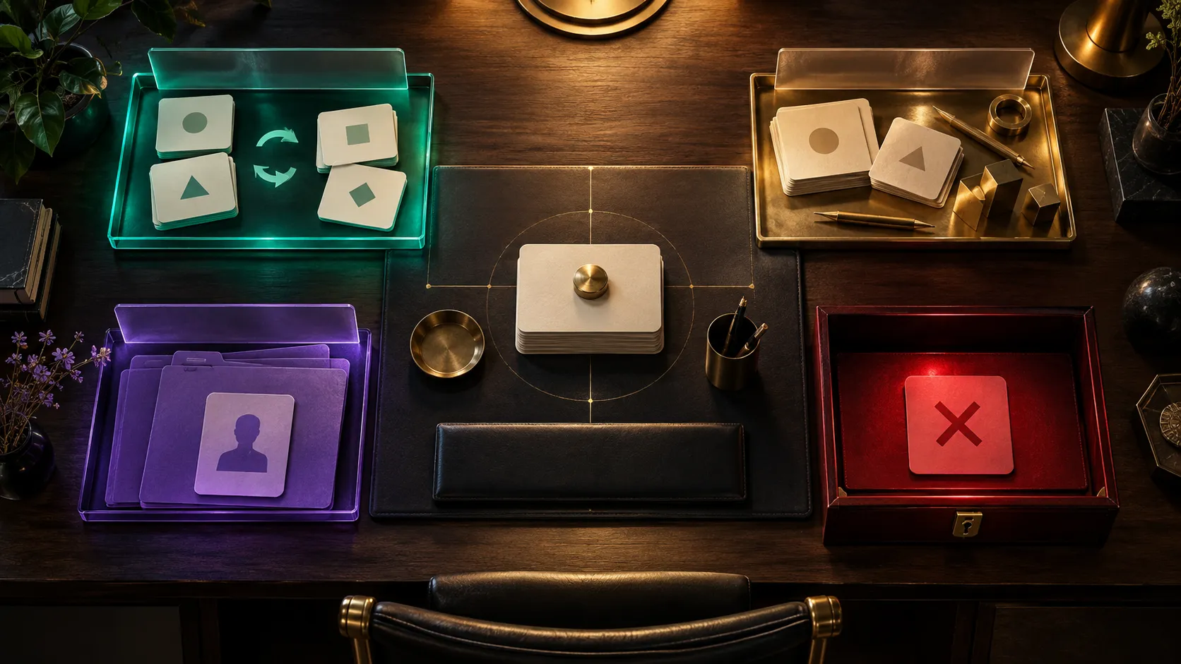 AIタスクを4つのトレイに振り分ける判断デスク